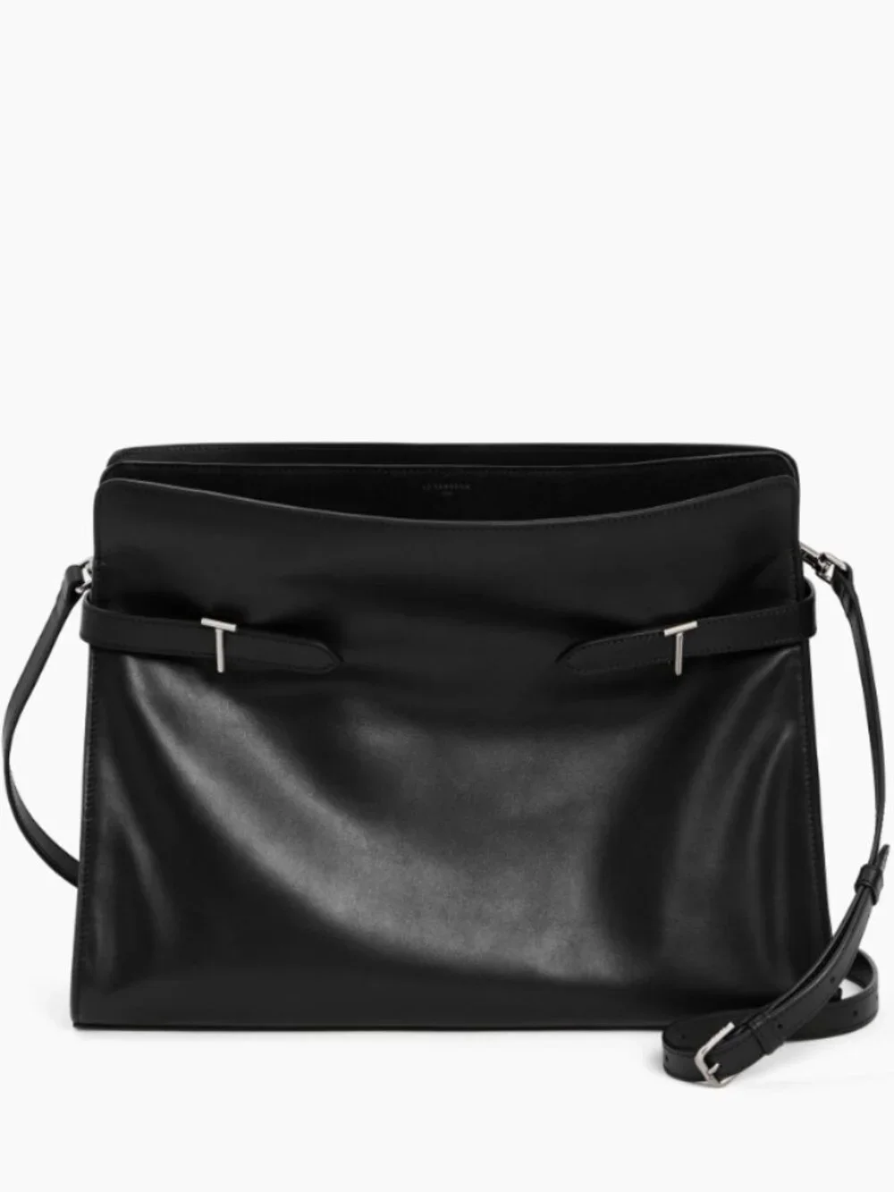 LE TANNEUR EMIE maxi shoulder bag in smooth leather and nubuck in black